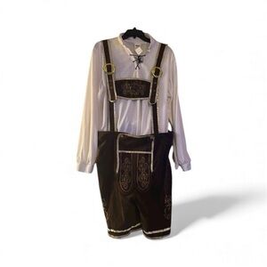 Brown Lederhosen with White Shirt